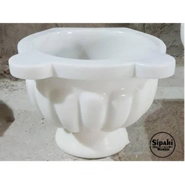 White Marble Melon Sliced Footed Hammam Sink