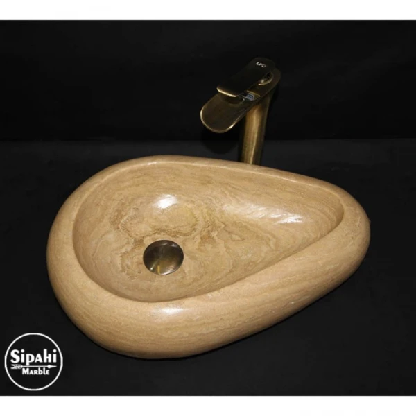 Classic Travertine Pebble Design Mini Washbasin