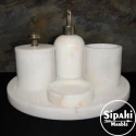 White Marble Gold Detail Apparatus 5-Piece Bathroom Set