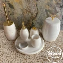White Marble Gold Apparatus Deer Detail 7 Pcs Bathroom Set