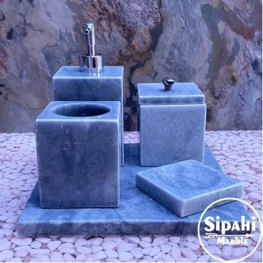 Gray Marble Square Bathroom Set of 5