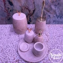 Beige Marble Rose Gold Convex Deer Detail 7 Pcs Bathroom Set