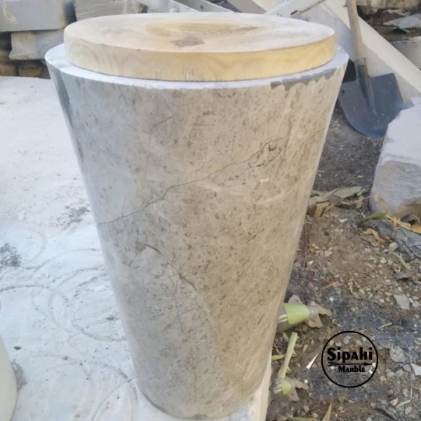 Tundra Gray Marble Seat - With wood Design