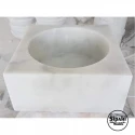 Cloudy White Marble Cube Hammam Sink