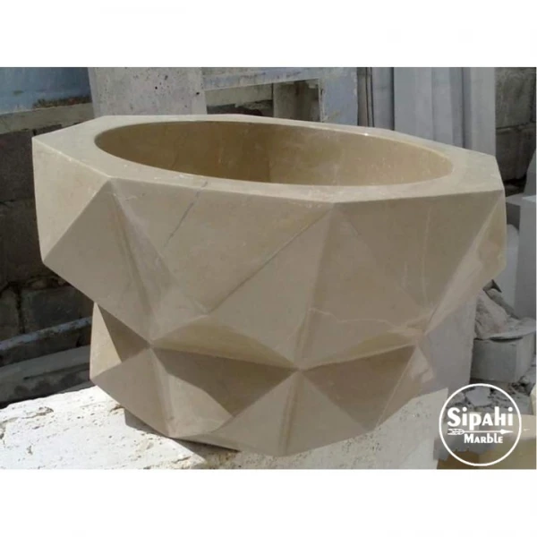 Beige Marble Hexagon Design Hammam Sink