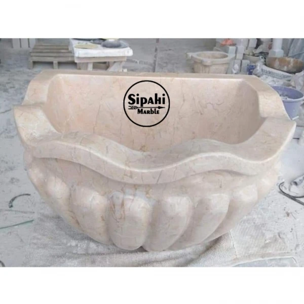 Beige Marble Special D Design Hammam Sink