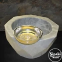Afyon Gray Marble Diamond Cut Round Hammam Sink