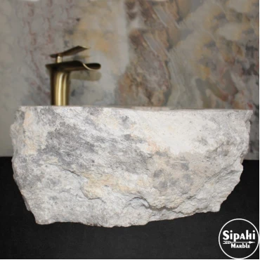 Silver Travertine Rock Washbasin 