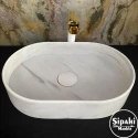 Afyon Cloudy Oval Design Concealed Drain Basin