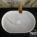 Afyon Cloudy Oval Design Concealed Drain Basin