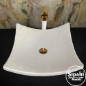 Afyon White Marble Leaf Model Pedestal Washbasin