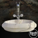  Lilac Marble Faucet Outlet Oval Design Washbasin