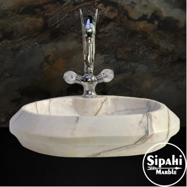  Lilac Marble Faucet Outlet Oval Design Washbasin