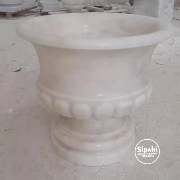 Afyon White Marble Flowerpot