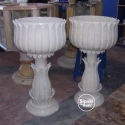 White Marble Thin Design Tall Flower Pot
