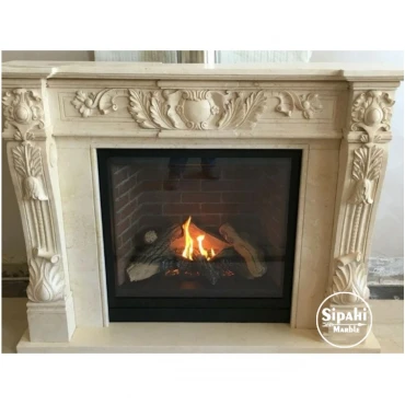 Beige Marble Special Design Fireplace