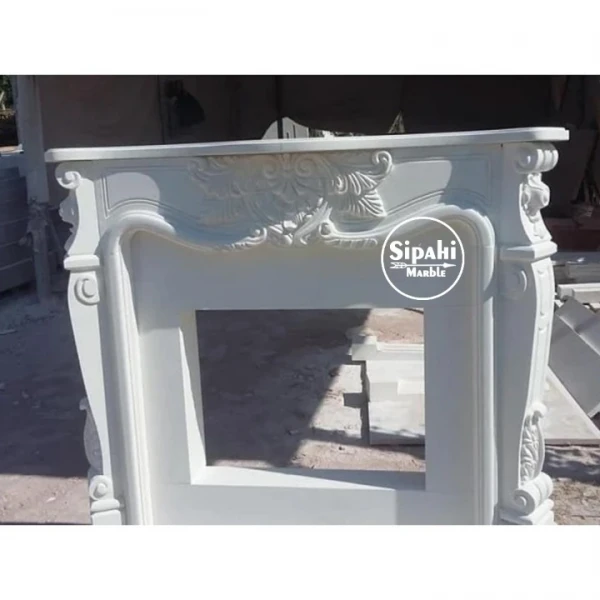 White Marble Fancy Design Fireplace