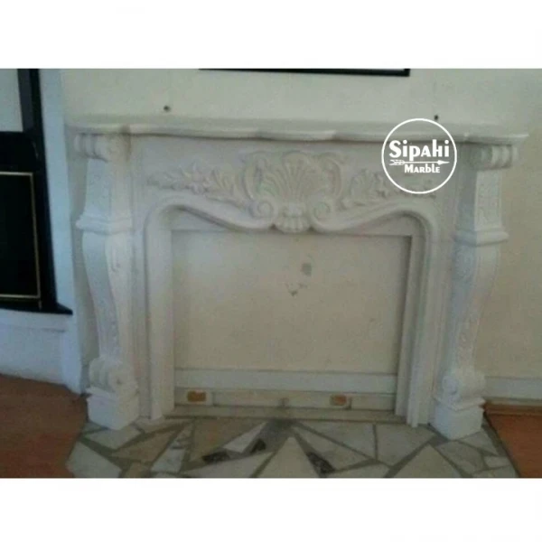 White Marble Ottoman Design Fireplace
