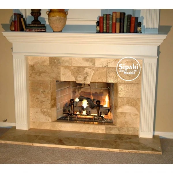 Limestone Striped Fireplace