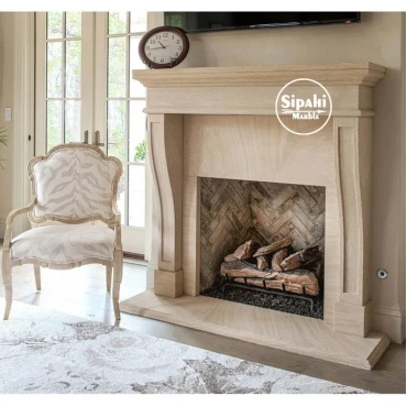 Travertine Striped Detailed Fireplace