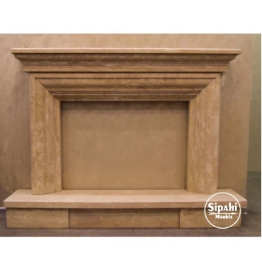 Travertine Filled Honed Layer Design Fireplace
