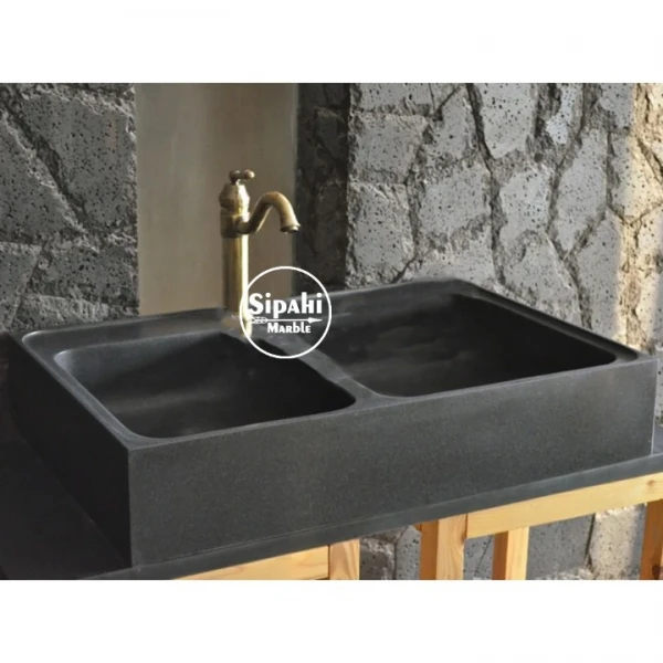 Basalt Black Double Bowl Kitchen Sink