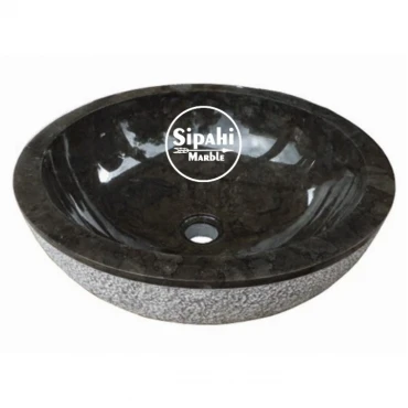 Black Marble Outside Shelled Bowl Washbasin