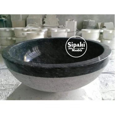 Black Marble Outside Serrated Bowl Washbasin