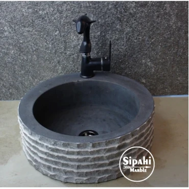 Basalt Black Split Face Faucet Outlet Roll Washbasin