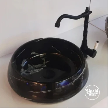 Toros Black Marble Elegant Round Washbasin