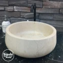 Beige Marble Oval Cylinder Washbasin