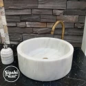White Marble Deep Cylinder Washbasin