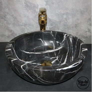Toros Black Marble Round Washbasin