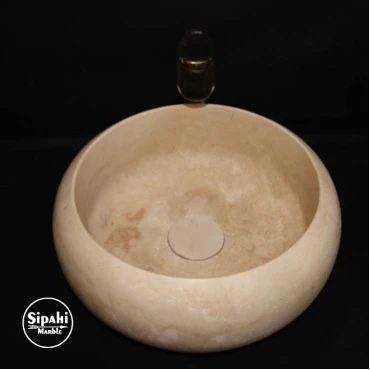 Travertine With Cover Curved Desing Washbasin