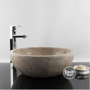 Silver Travertine Round Washbasin