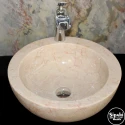 Round Sink with Travertine Circle