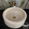 Beige Marble Thick Side Cylinder Sink