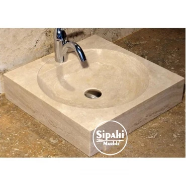 Travertine Oval Design Square Sink